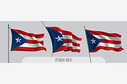 Set of Puerto Rico flags vector