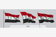 Set of Syria waving flags vector