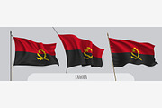 Set of Angola waving flags vector