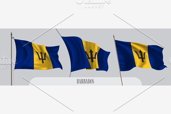 Set of Barbados waving flags vector