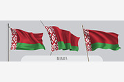 Set of Belarus waving flags vector