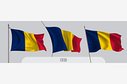 Set of Chad waving flags vector