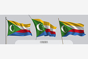Set of Comoros waving flags vector
