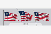 Set of Liberia waving flags vector