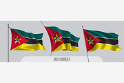Set of Mozambique flags vector