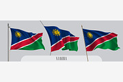 Set of Namibia waving flags vector