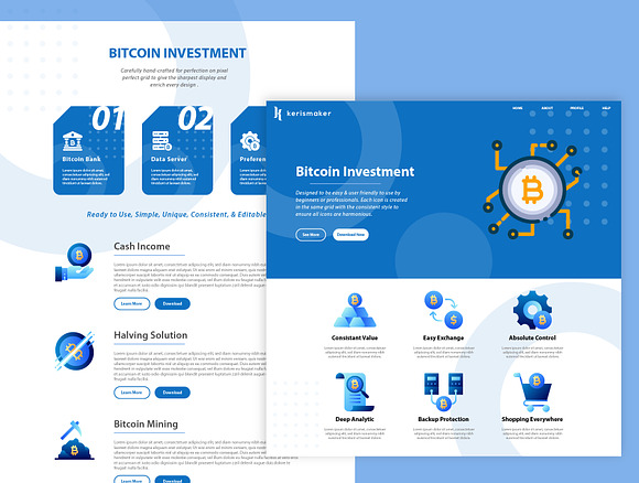 Bitcoin Icon Set in Server Icons - product preview 3