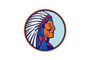 Cheyenne Chief Head Mascot