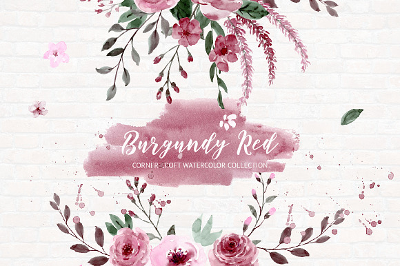 Watercolor Collection Burgundy Red in Illustrations - product preview 2