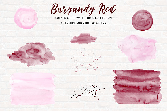 Watercolor Collection Burgundy Red in Illustrations - product preview 7