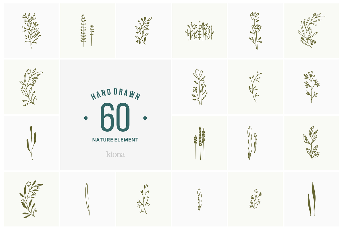 hand drawn nature element in Illustrations - product preview 8