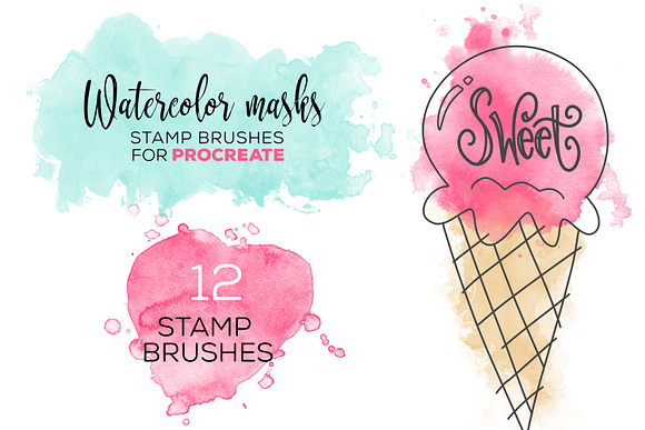 Procreate Watercolor Brush Stamps in Add-Ons - product preview 2