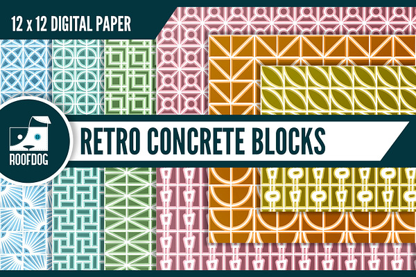 Retro concrete block digital paper