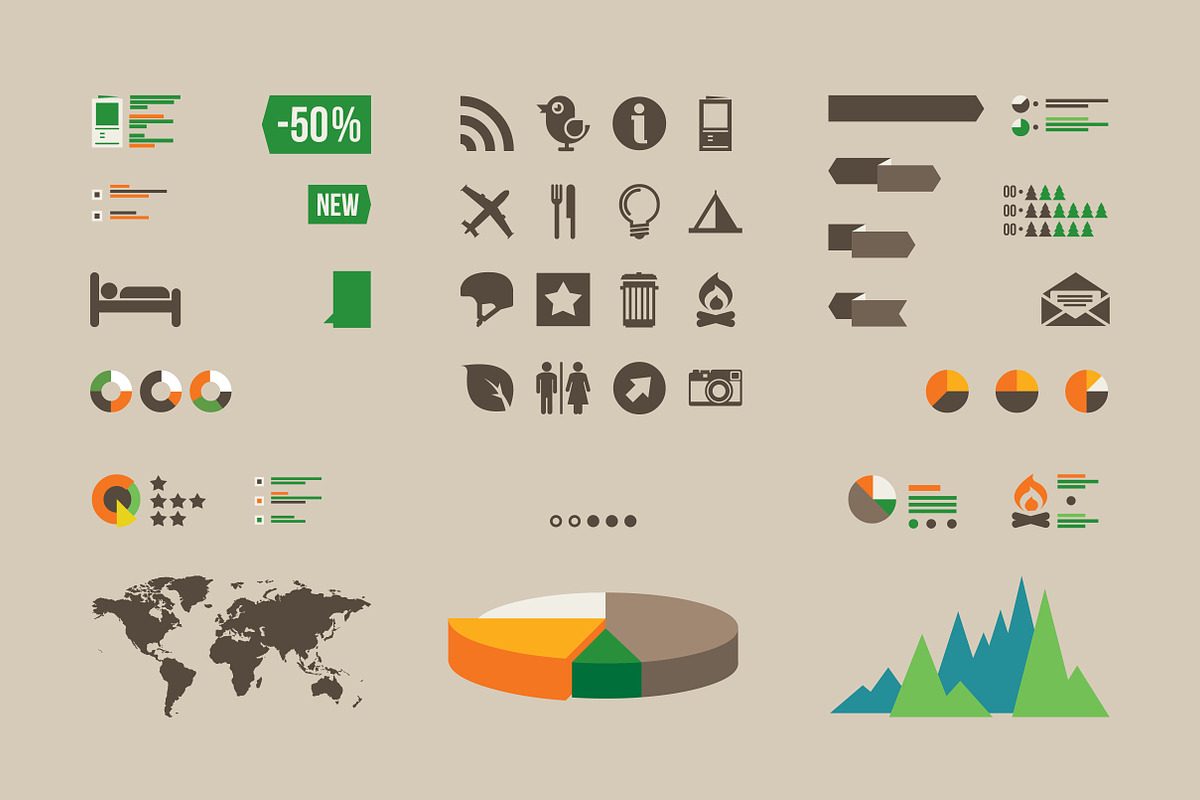 Mountain and camping info graphic in Infographic Icons - product preview 8