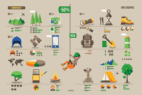Mountain and camping info graphic in Infographic Icons - product preview 1
