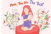 Mom The Best - Vector Illustration