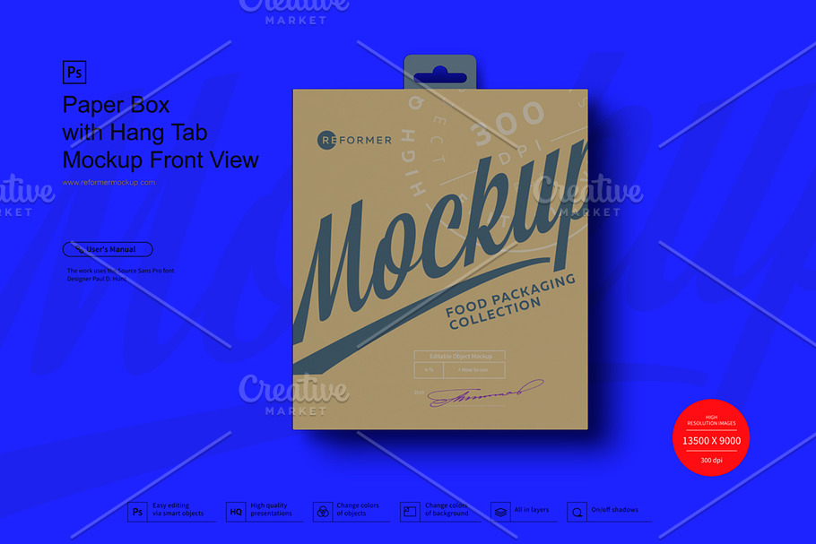 Paper Box with Hang Tab Mockup FW in Product Mockups - product preview 8
