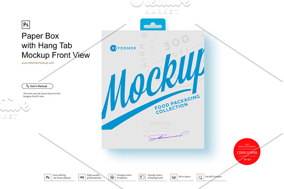 Paper Box with Hang Tab Mockup FW in Product Mockups - product preview 4