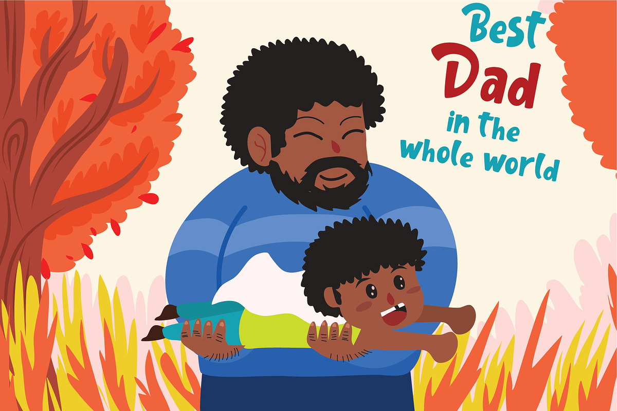 Dad and Son - Vector Illustration in Illustrations - product preview 8