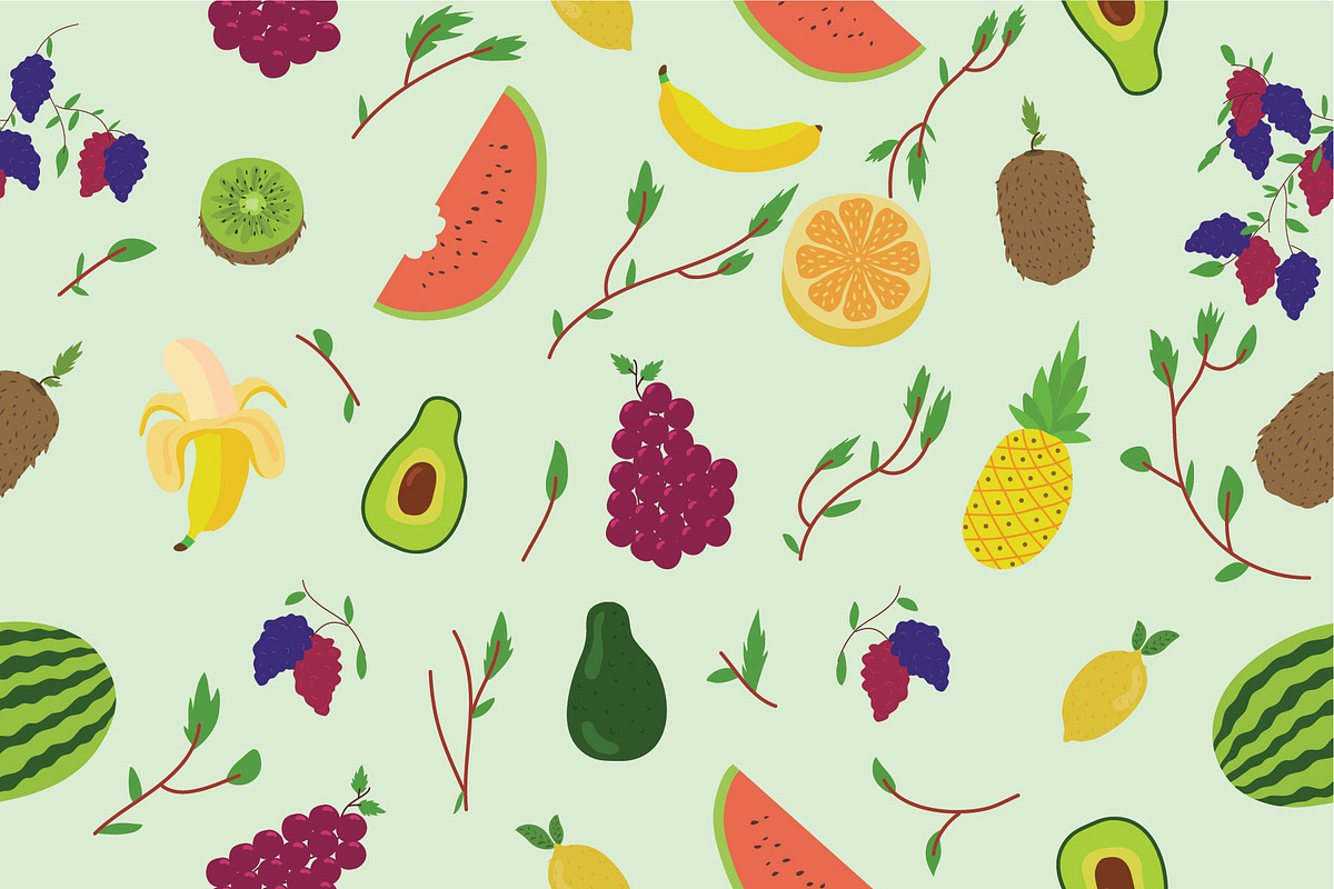 Fruit Pattern - Vector Illustration in Illustrations - product preview 8