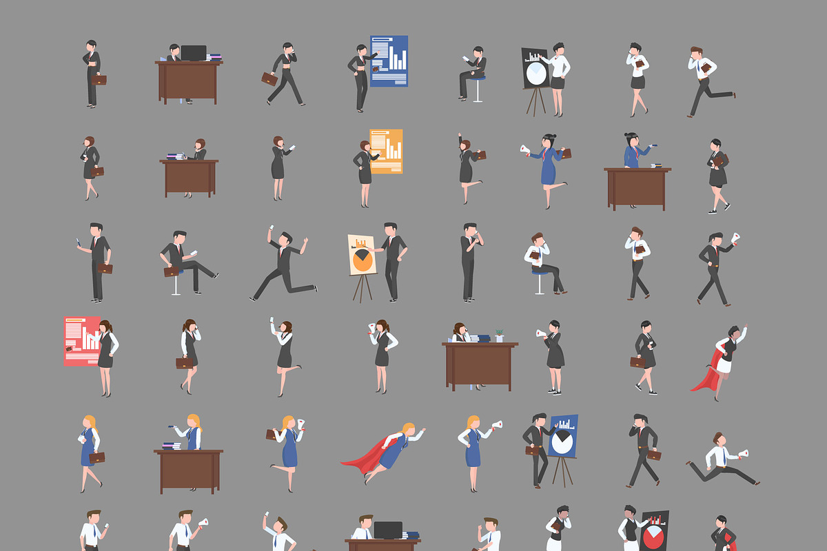 Office Worker Activity Characters in Illustrations - product preview 8