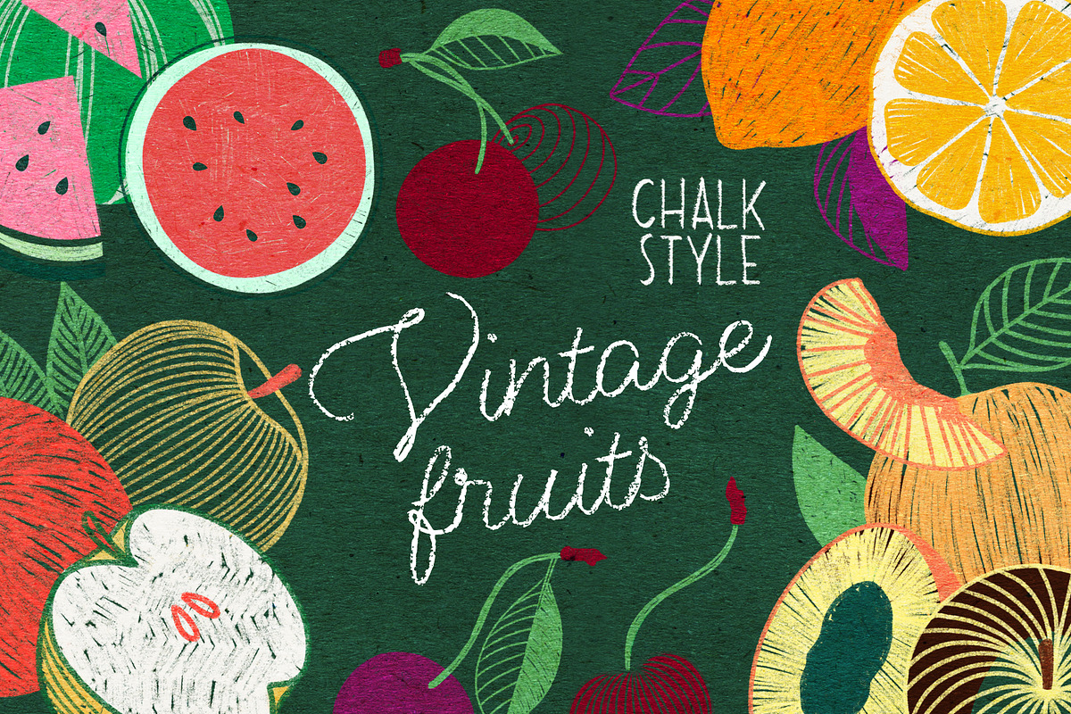 Vintage hand drawn textured fruits in Illustrations - product preview 8
