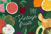 Vintage hand drawn textured fruits