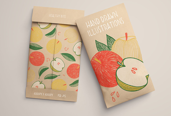 Vintage hand drawn textured fruits in Illustrations - product preview 1