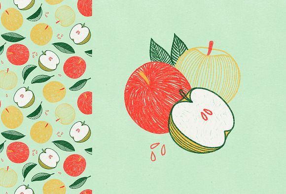Vintage hand drawn textured fruits in Illustrations - product preview 4