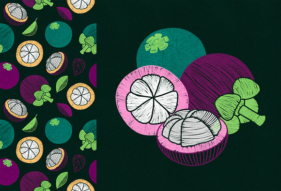 Vintage hand drawn textured fruits in Illustrations - product preview 6