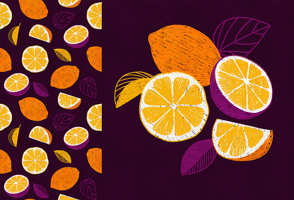 Vintage hand drawn textured fruits in Illustrations - product preview 7