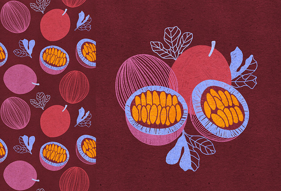 Vintage hand drawn textured fruits in Illustrations - product preview 8