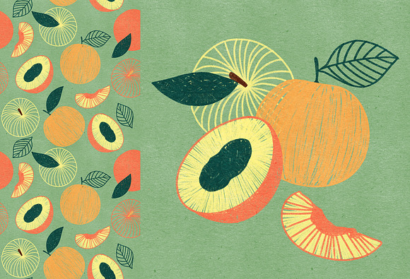 Vintage hand drawn textured fruits in Illustrations - product preview 11