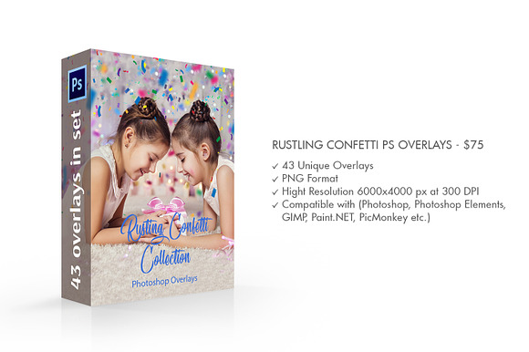 Rustling Confetti Photoshop Overlays in Add-Ons - product preview 1