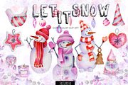 Let it snow. Watercolor collection.