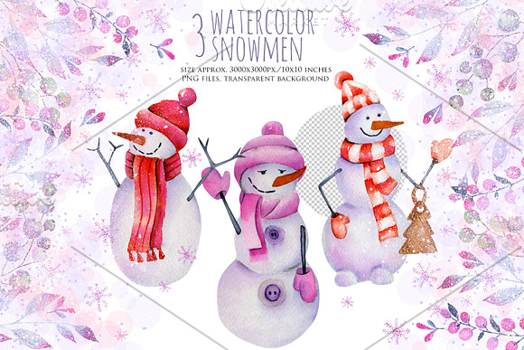 Let it snow. Watercolor collection. in Illustrations - product preview 1