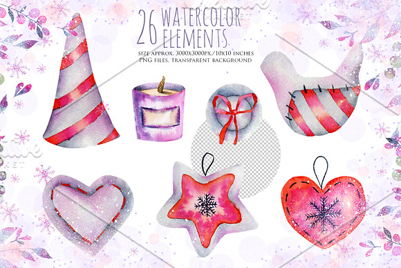 Let it snow. Watercolor collection. in Illustrations - product preview 3