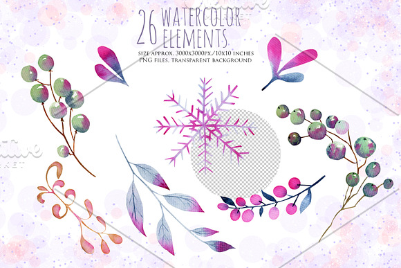Let it snow. Watercolor collection. in Illustrations - product preview 4