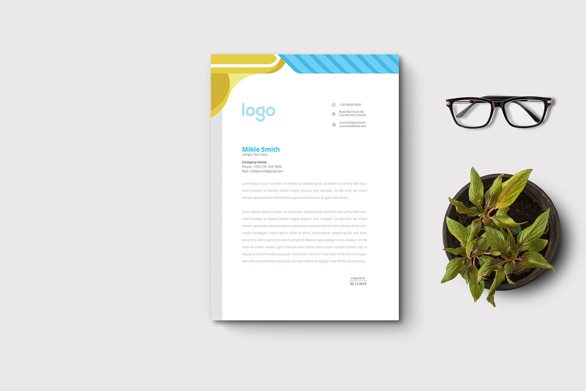 Minimal Letterhead Design Template in Stationery Templates - product preview 8