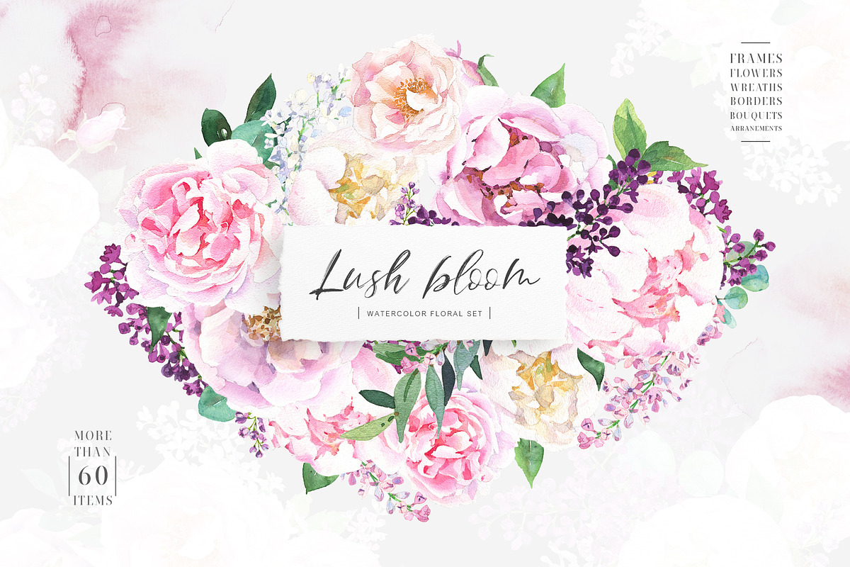 Lush bloom - Watercolor floral set in Illustrations - product preview 8