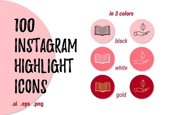 100 icons for Instagram Highlights in Instagram Templates - product preview 6