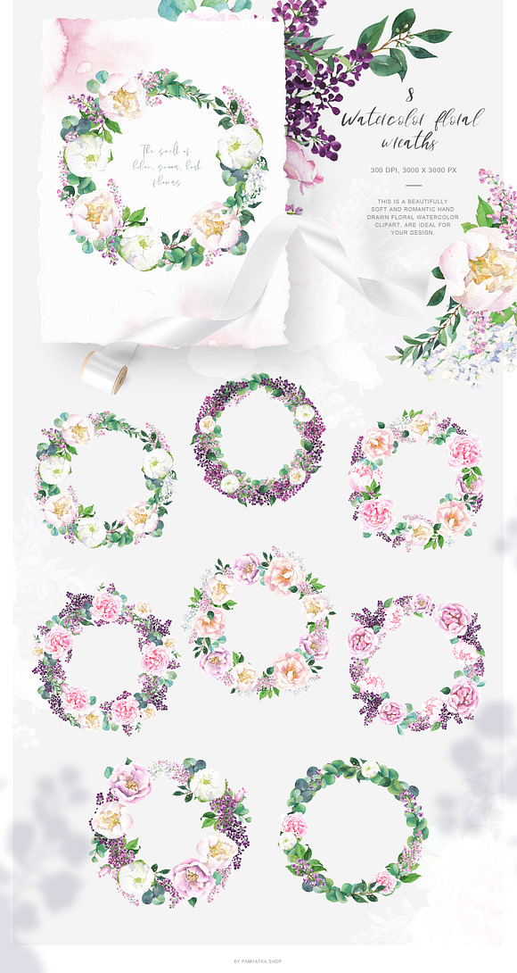 Lush bloom - Watercolor floral set in Illustrations - product preview 5