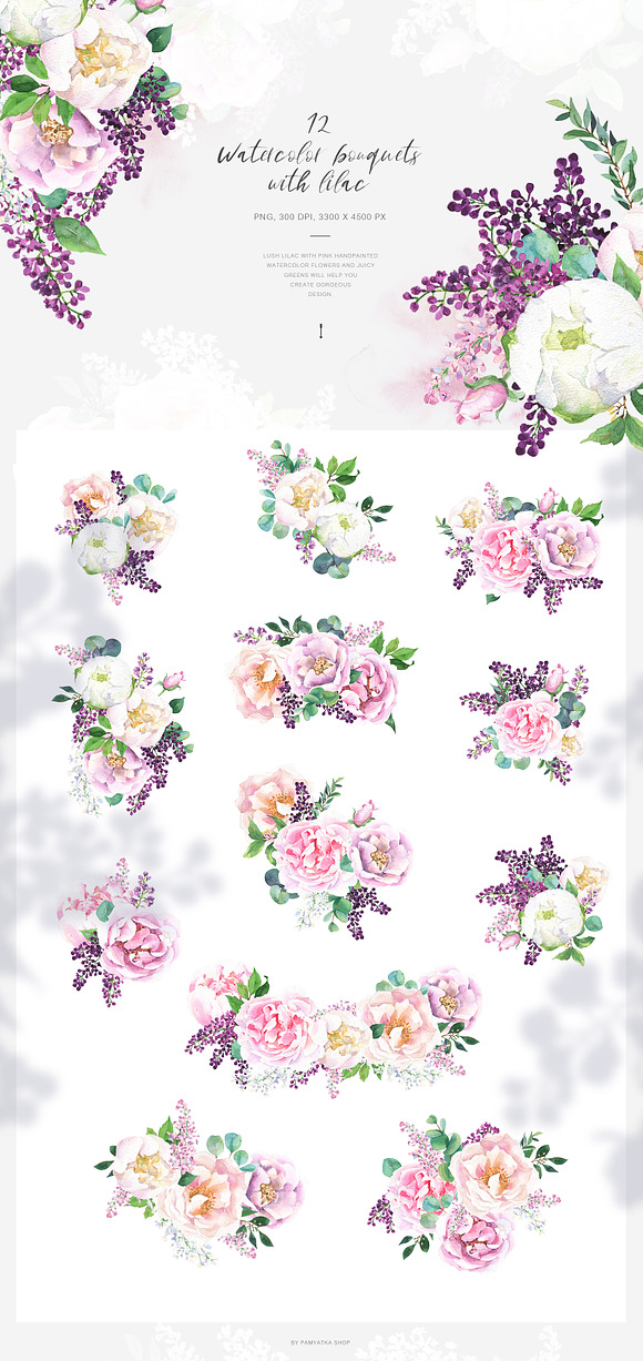 Lush bloom - Watercolor floral set in Illustrations - product preview 6