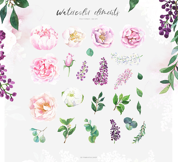 Lush bloom - Watercolor floral set in Illustrations - product preview 7