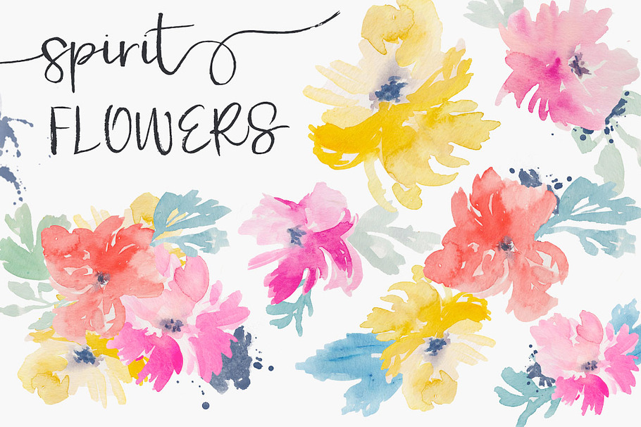 Spirit Flowers - Watercolor Clip Art in Illustrations - product preview 8