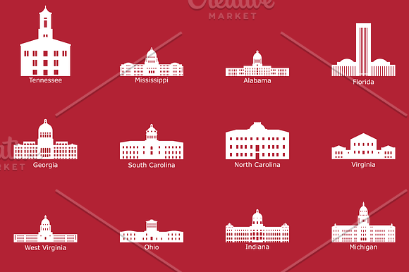 US State Capitol Buildings in Illustrations - product preview 2
