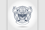 Sketch fireman skull