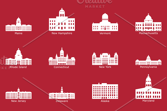 US State Capitol Buildings in Illustrations - product preview 3