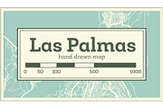 Las Palmas Spain City Map in Retro