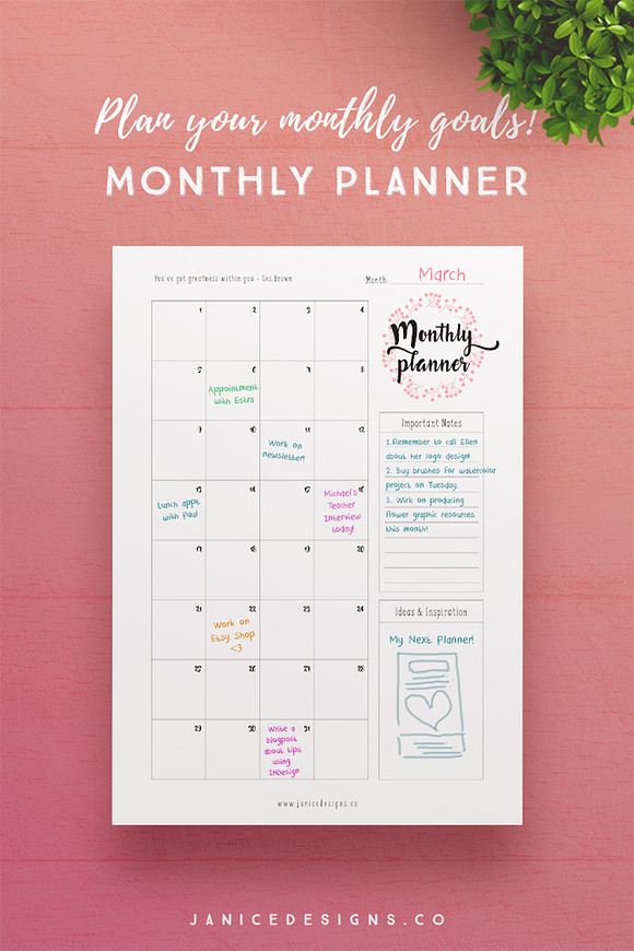 Monthly, Weekly, Daily Planner in Stationery Templates - product preview 1